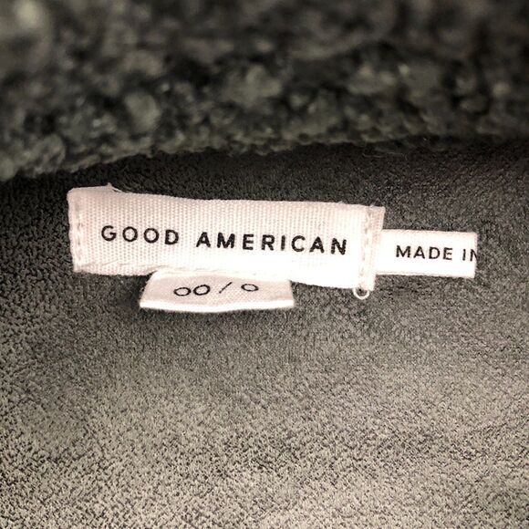 Good American Team Cardinal Oversized Sherpa Shacket Size 0 Green Hidden Button - Picture 6 of 16